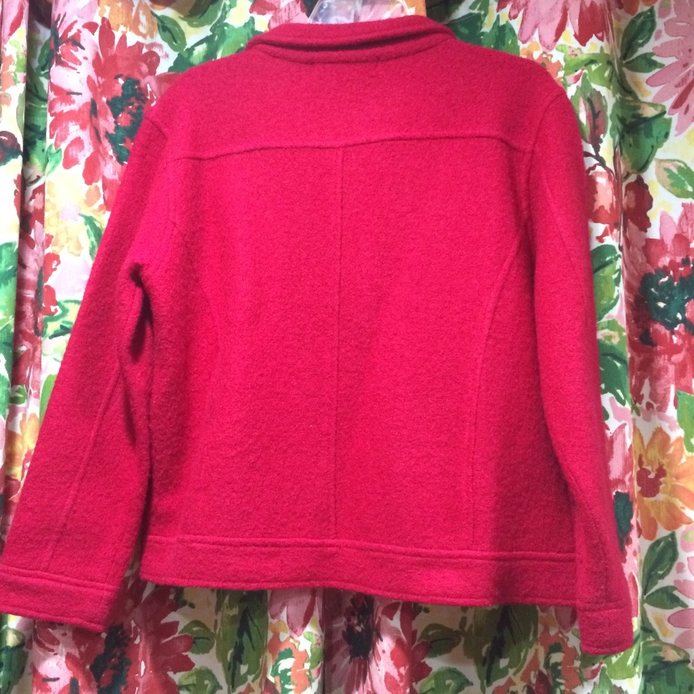 Classic Red Boiled Wool Zip Jacket - image 2